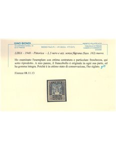 COLONIE LIBIA 1940 Serie Pittorica 5₤ nero e azzurro MNH**