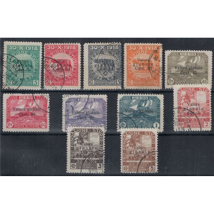 FIUME 1919 Pro Fondazione Studio overprinted 11v us