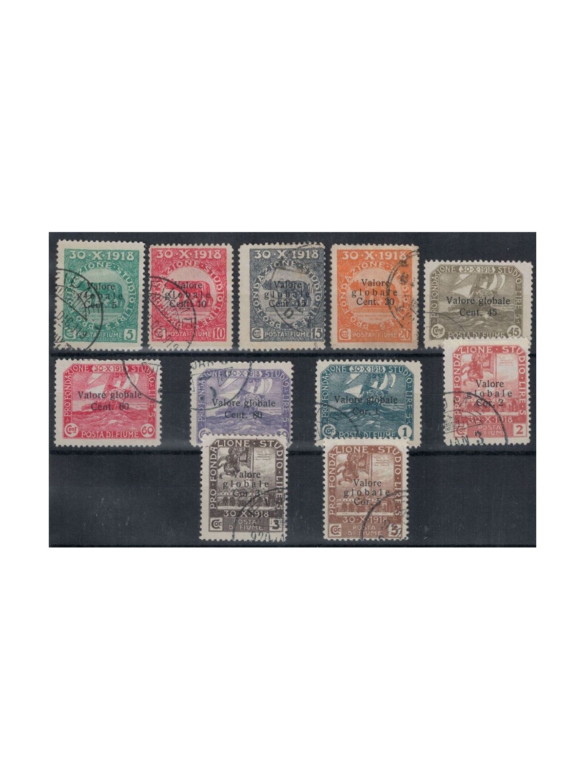 FIUME 1919 Pro Fondazione Studio overprinted 11v us