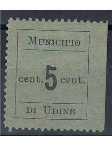 UDINE (OCC. AUSTRIACA) 1918 5c nero su verde azzurro MH*