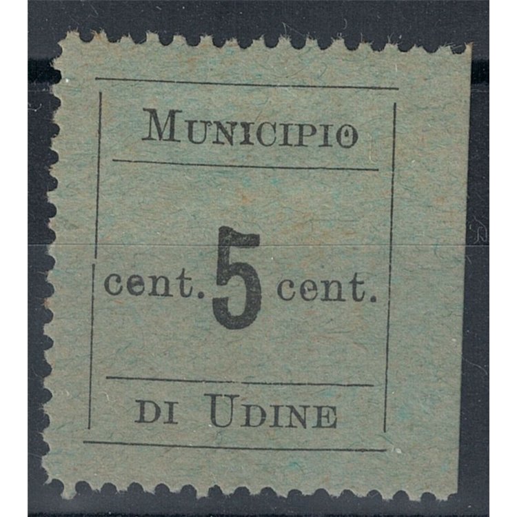 UDINE (OCC. AUSTRIACA) 1918 5c nero su verde azzurro MH*
