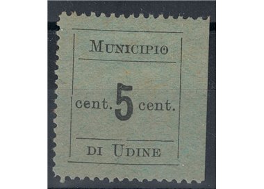 UDINE (OCC. AUSTRIACA) 1918 5c nero su verde azzurro MH*