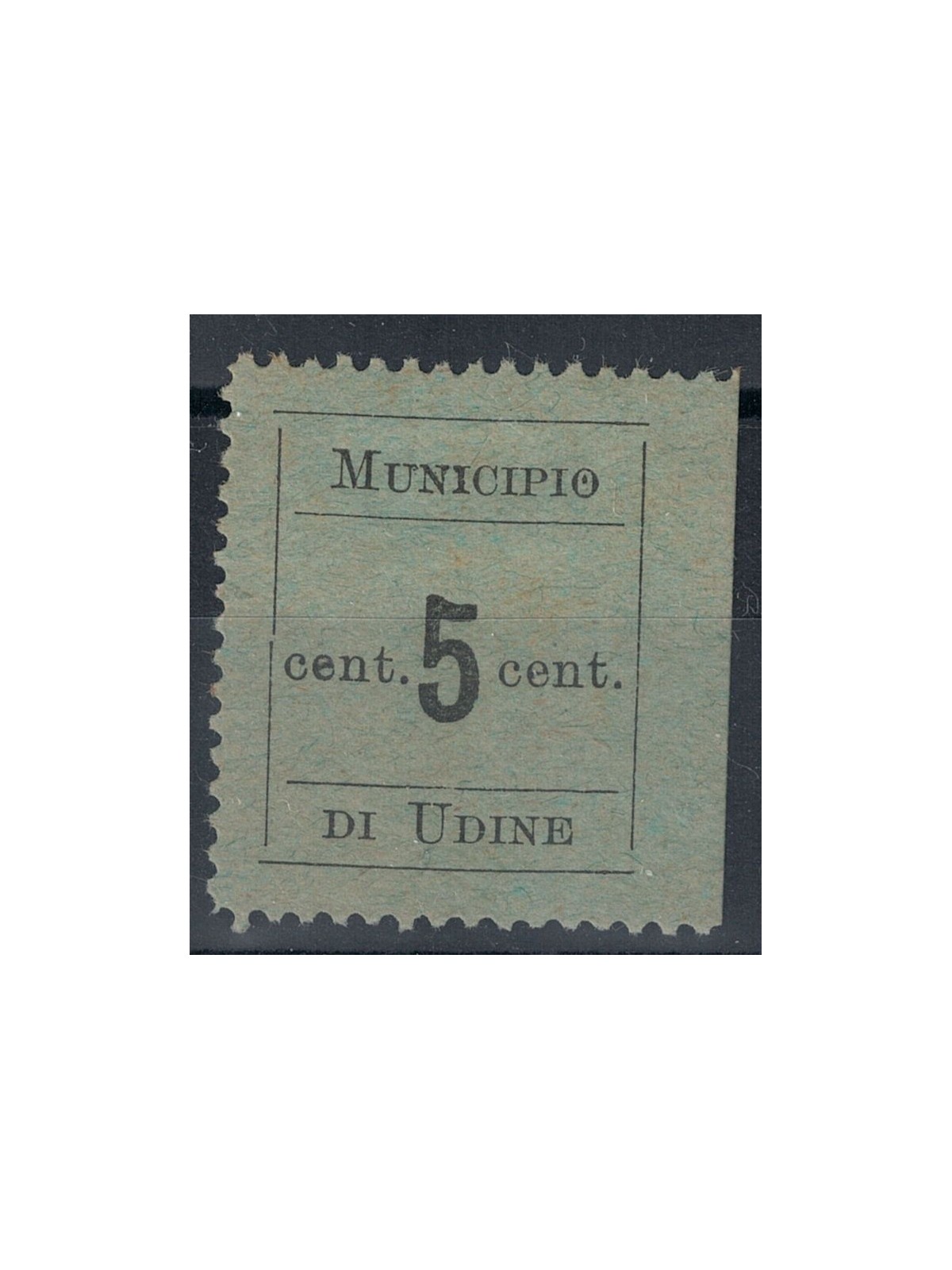 UDINE (OCC. AUSTRIACA) 1918 5c nero su verde azzurro MH*