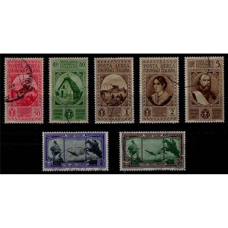 COLONIES GENERAL ISSUES 1932 Garibaldi (airmail) 7v used