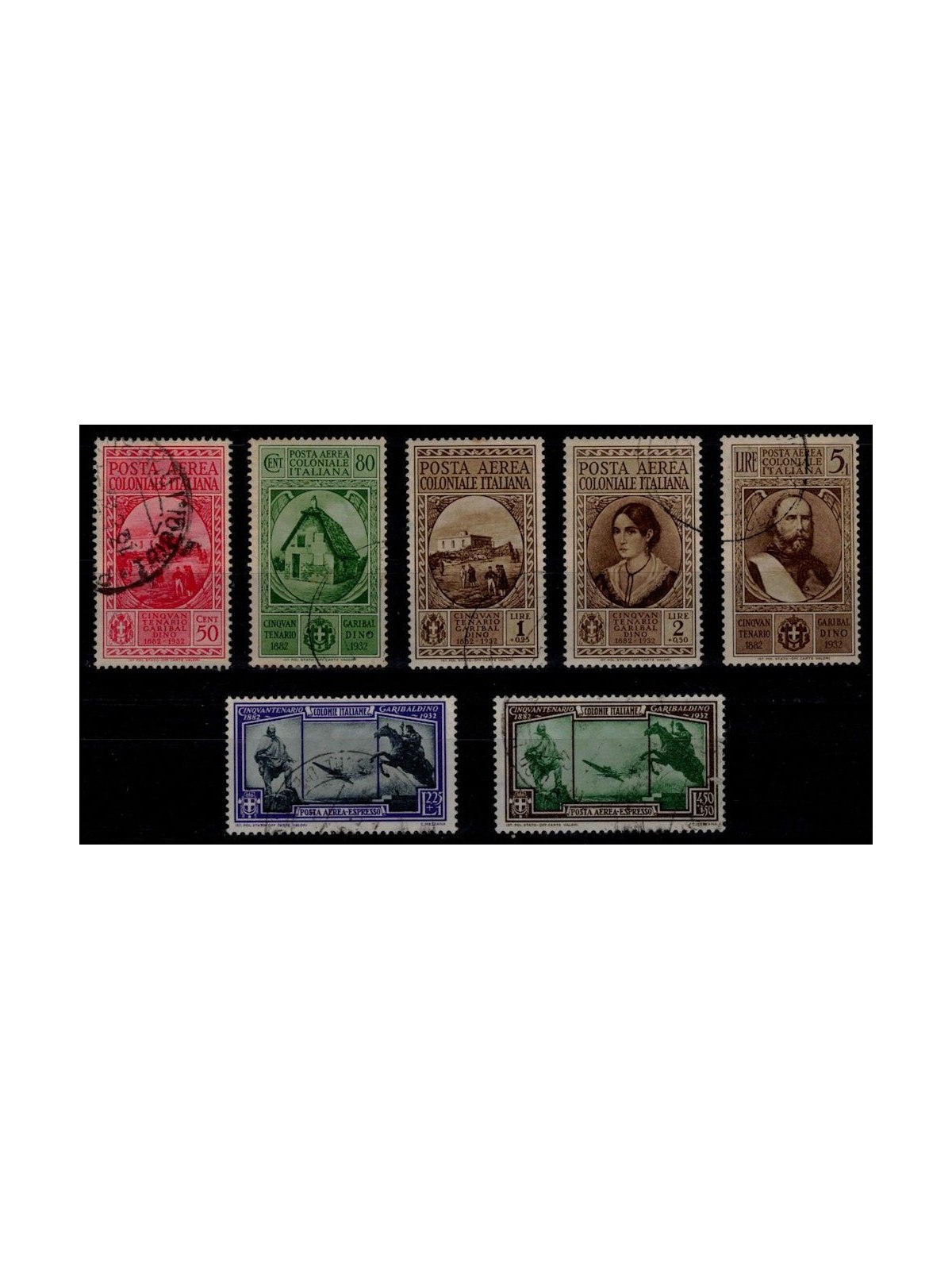 COLONIES GENERAL ISSUES 1932 Garibaldi (airmail) 7v used