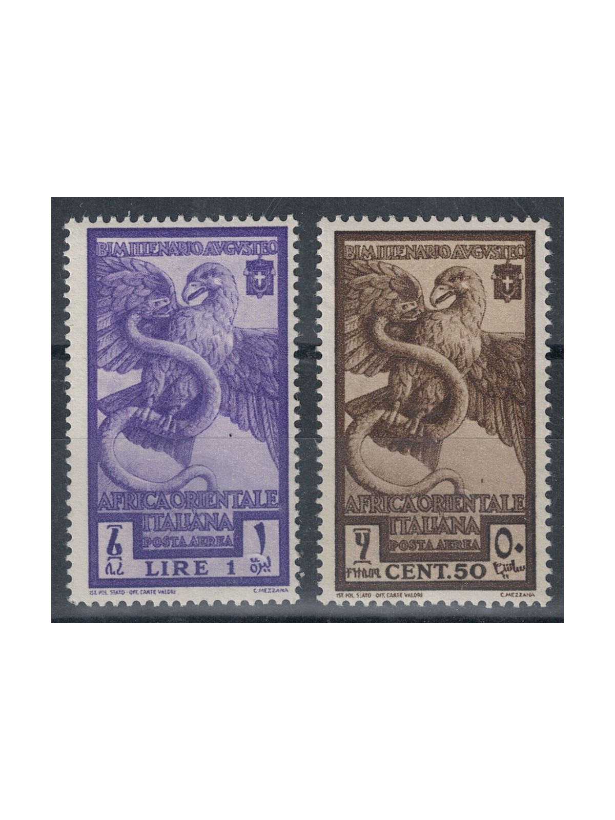 AFRICA ORIENTALE ITALIANA 1938 Bimillenario Augusto (posta aerea) 2v MNH**