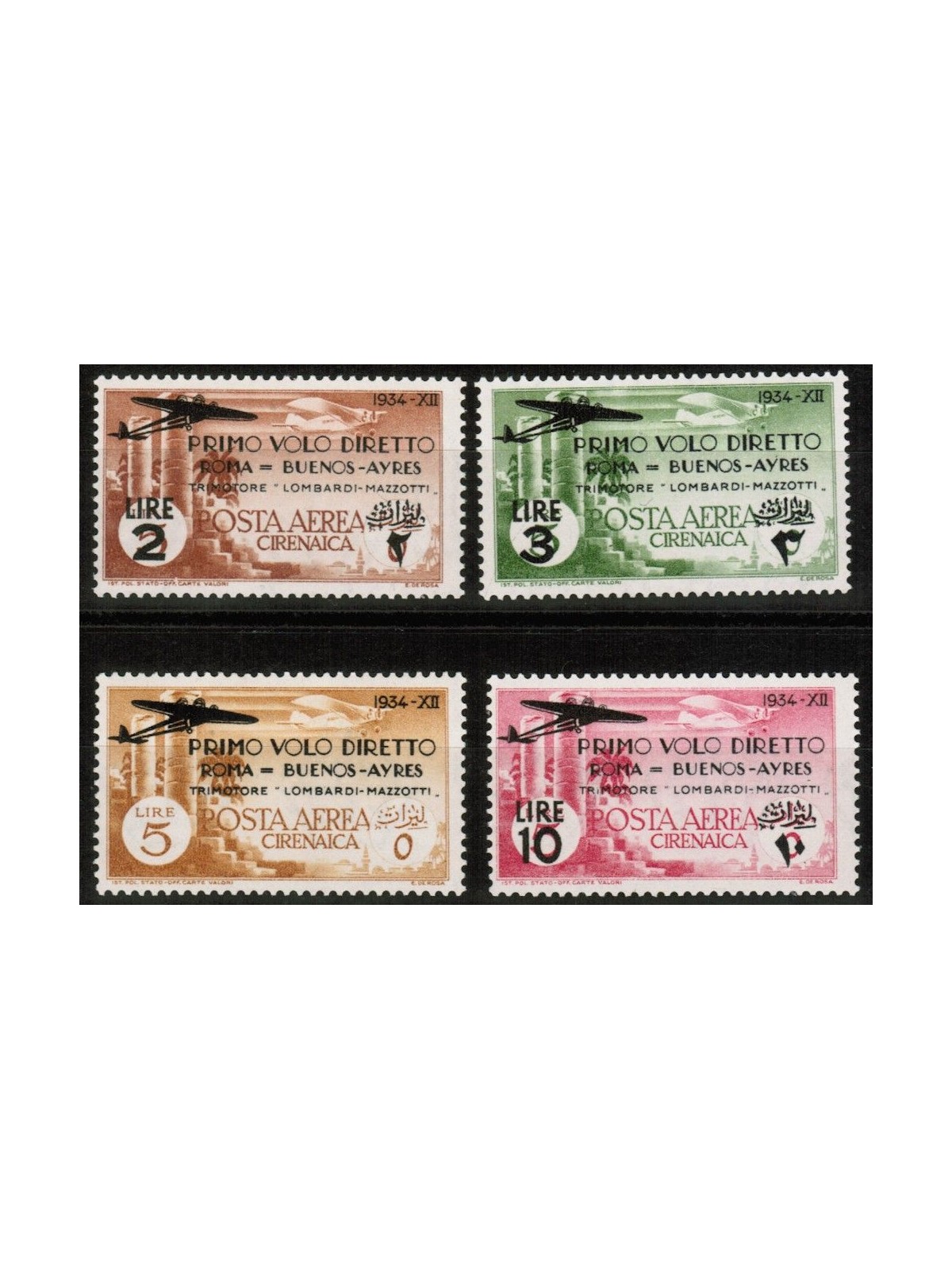 CIRENAICA 1934 Volo Roma-Buenos Aires 4v MNH**