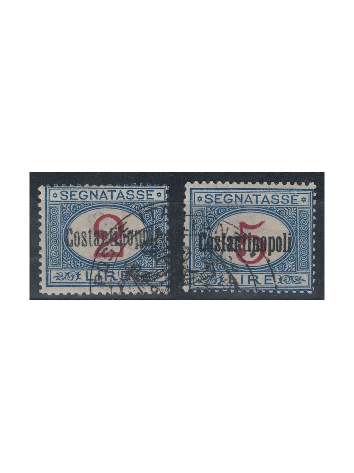 LEVANT (CONSTANTINOPLE) 1922 Tax stamp 2£ + 5£ 2v used ©