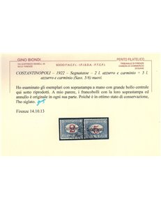 COSTANTINOPOLI 1922 Segnatasse 2₤ + 5₤ 2v us ©