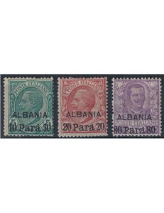 LEVANTE (ALBANIA) 1907-09 Serie ordinaria (con ALBANIA) 3v MH*