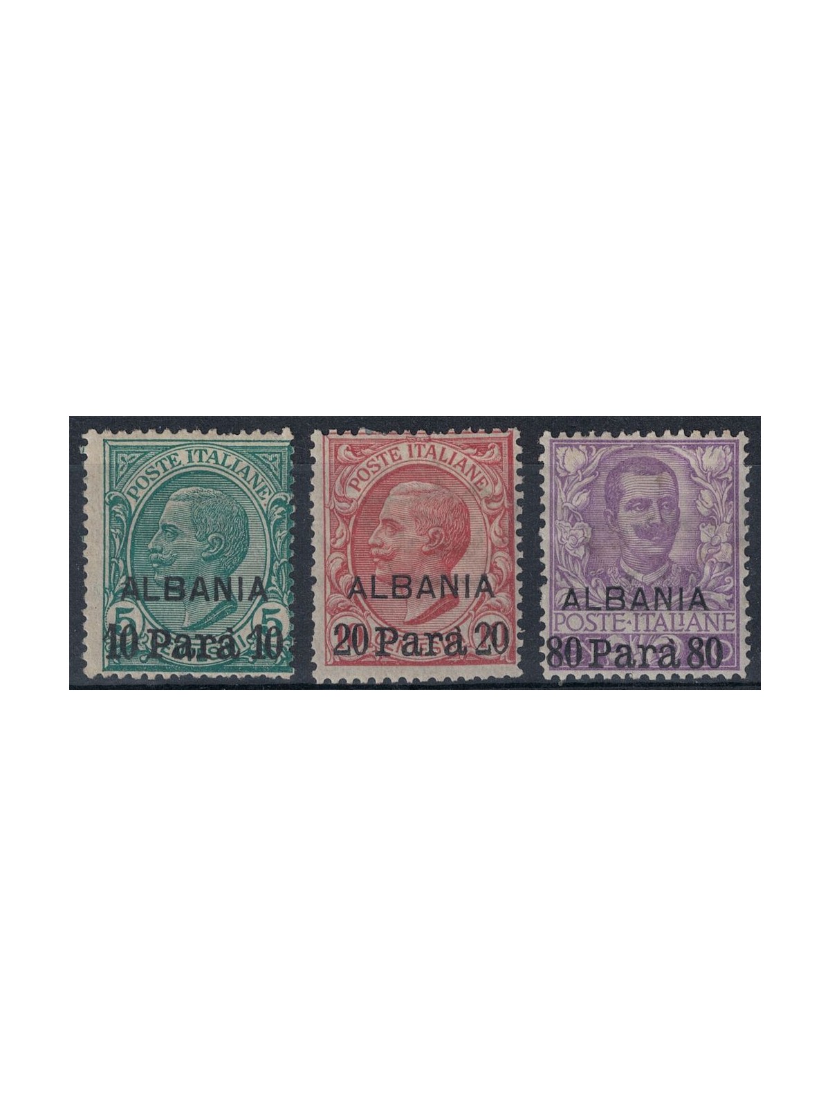 LEVANTE (ALBANIA) 1907-09 Serie ordinaria (con ALBANIA) 3v MH*