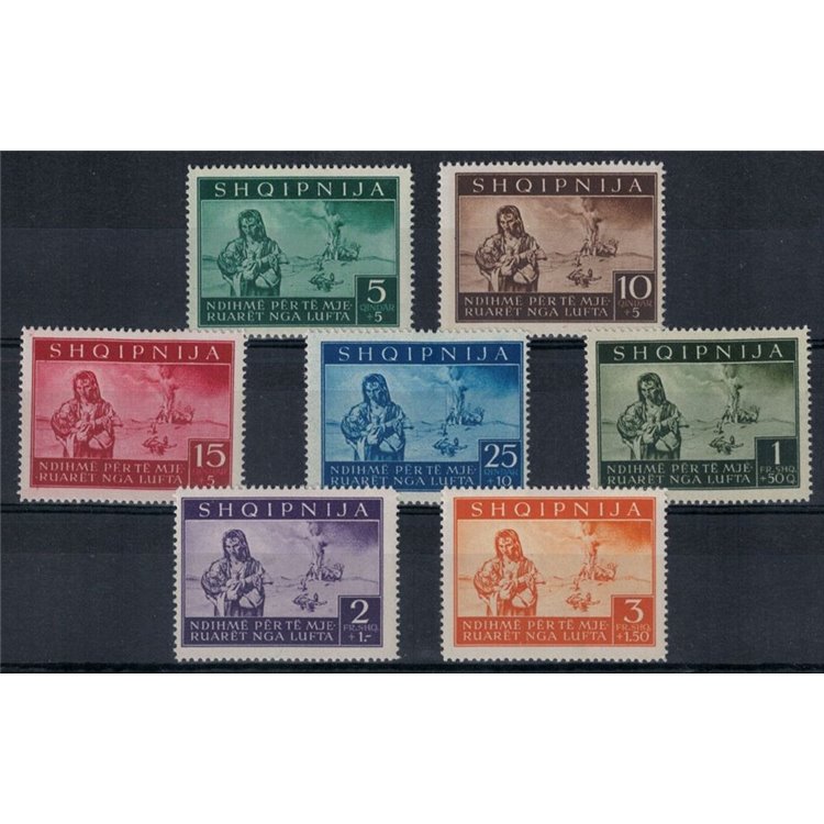 ALBANIA (GERMAN OCCUPATION) 1944 Disaster relief 7v MH*