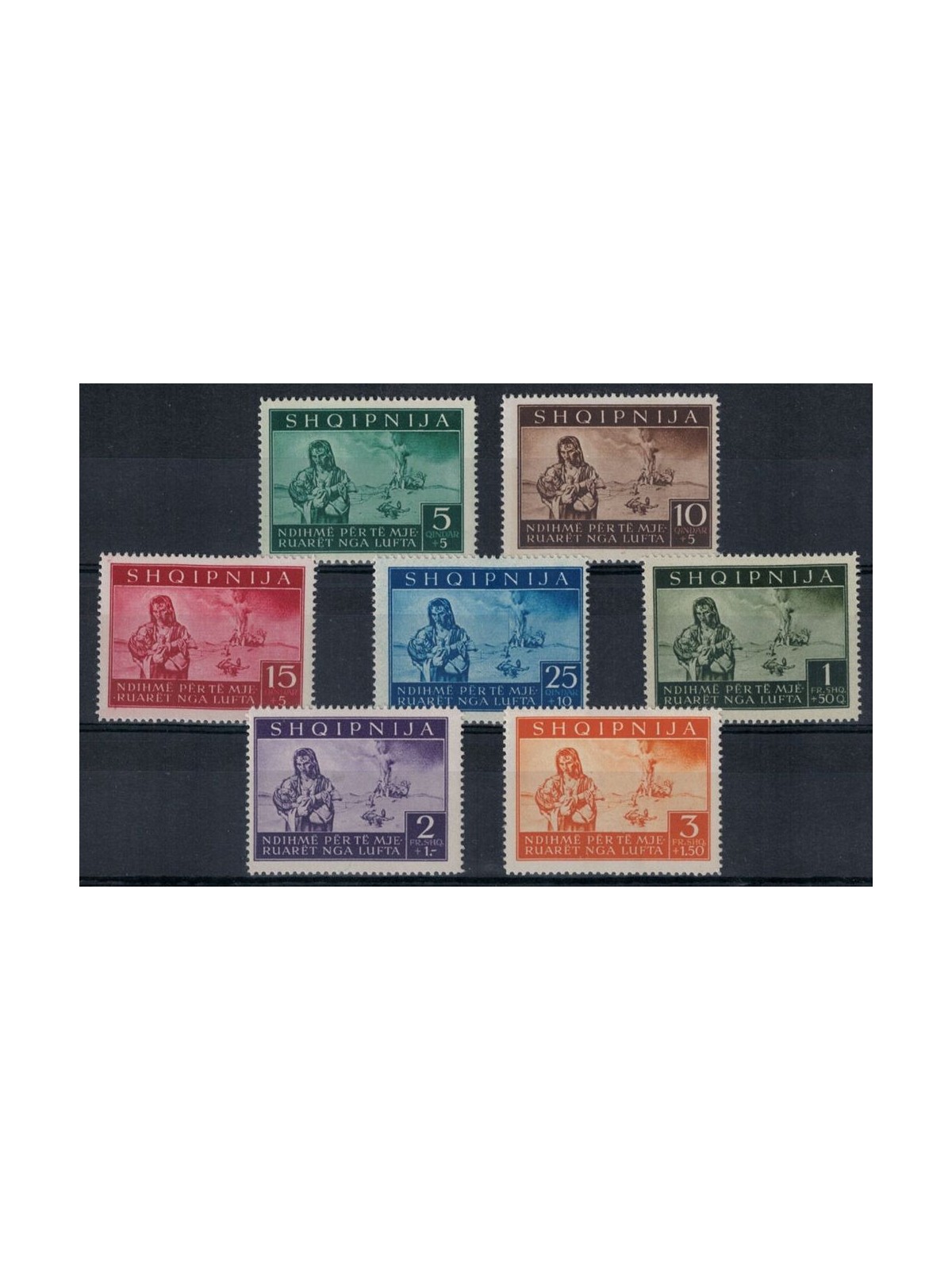 ALBANIA (GERMAN OCCUPATION) 1944 Disaster relief 7v MH*