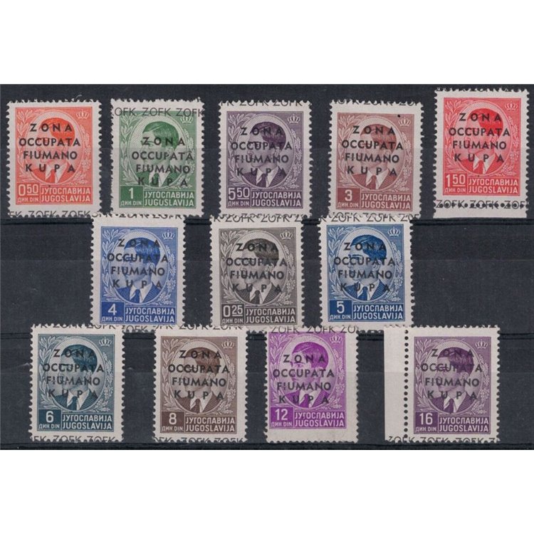 FIUMANO KUPA AREA 1941 Overprinted 12v MNH** ©