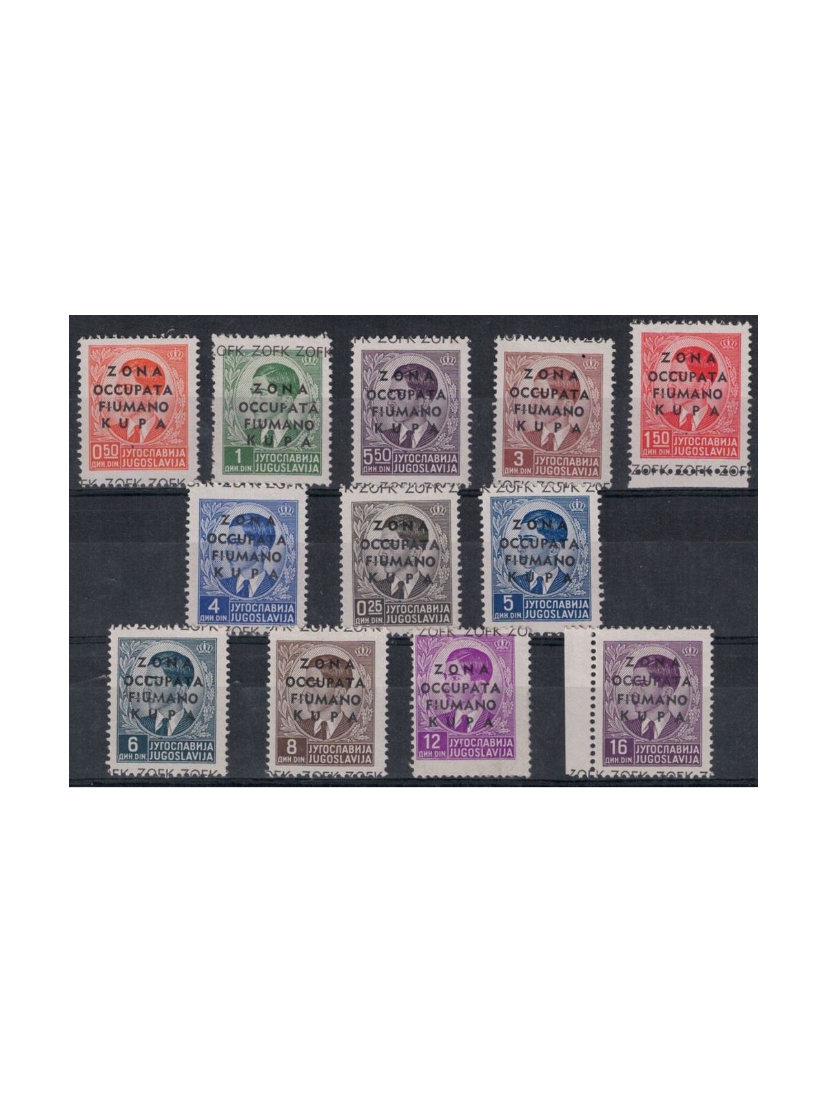 FIUMANO KUPA AREA 1941 Overprinted 12v MNH** ©