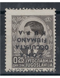 FIUMANO KUPA AREA 1941 Variety 25p black with inverted overprint MNH**