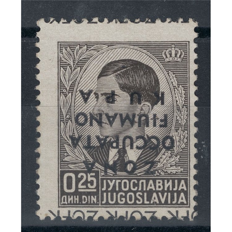 FIUMANO KUPA AREA 1941 Variety 25p black with inverted overprint MNH**