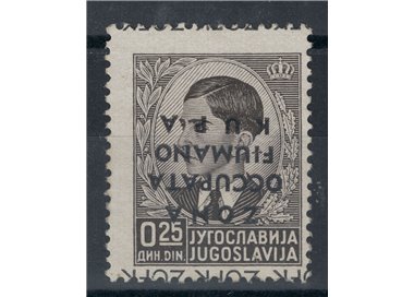 FIUMANO KUPA AREA 1941 Variety 25p black with inverted overprint MNH**