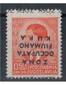 FIUMANO KUPA AREA 1941 Variety 50p orange with inverted overprint MNH**