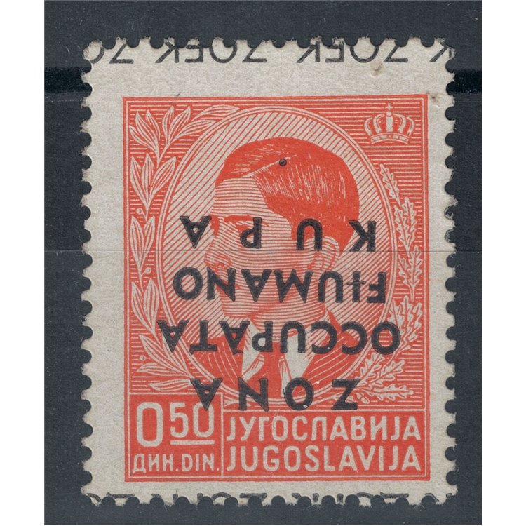 FIUMANO KUPA AREA 1941 Variety 50p orange with inverted overprint MNH**