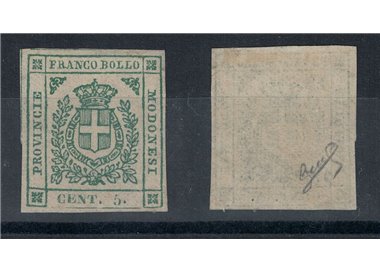 MODENA GOV. PROVV. 1859 Stemma di Savoia 5c. verde MH* ©
