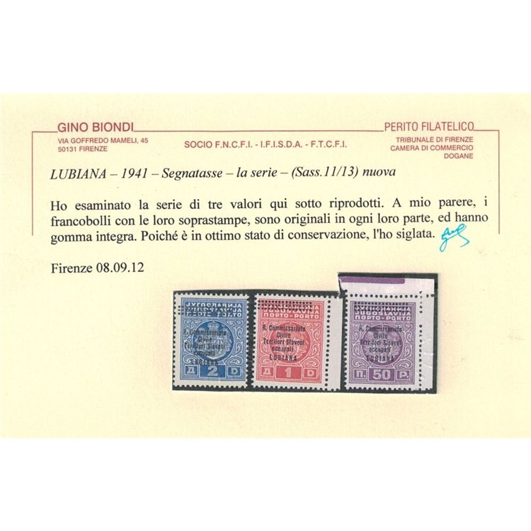 LUBIANA 1941 Tax stamp 3v MNH**
