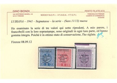 LUBIANA 1941 Segnatasse 3v MNH**