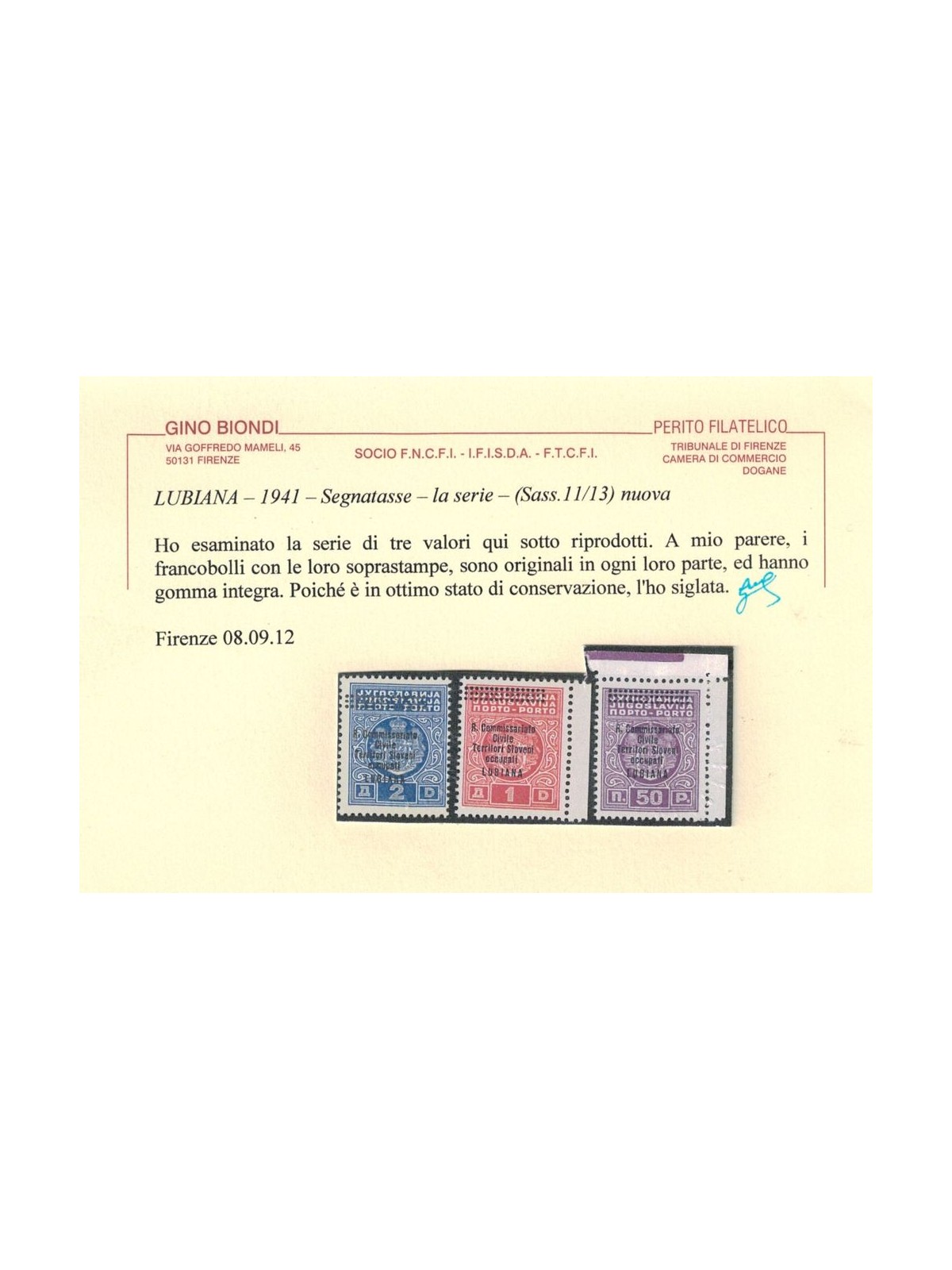LUBIANA 1941 Tax stamp 3v MNH**