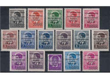 LUBIANA 1941 Francobolli jugoslavi sovrastampati 16v MH*