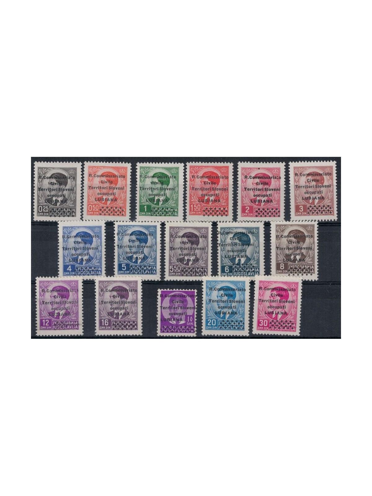 LUBIANA 1941 Francobolli jugoslavi sovrastampati 16v MNH** ©