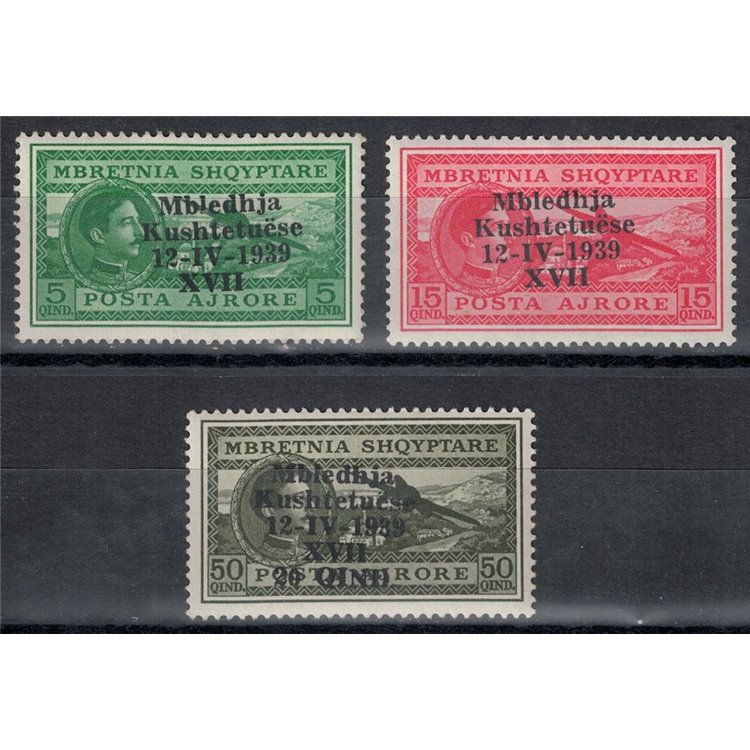 ALBANIA (OCC. ITALIANA) 1939 Assemblea Costituente, posta aerea 3v MH*