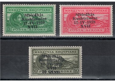 ALBANIA (OCC. ITALIANA) 1939 Assemblea Costituente, posta aerea 3v MH*