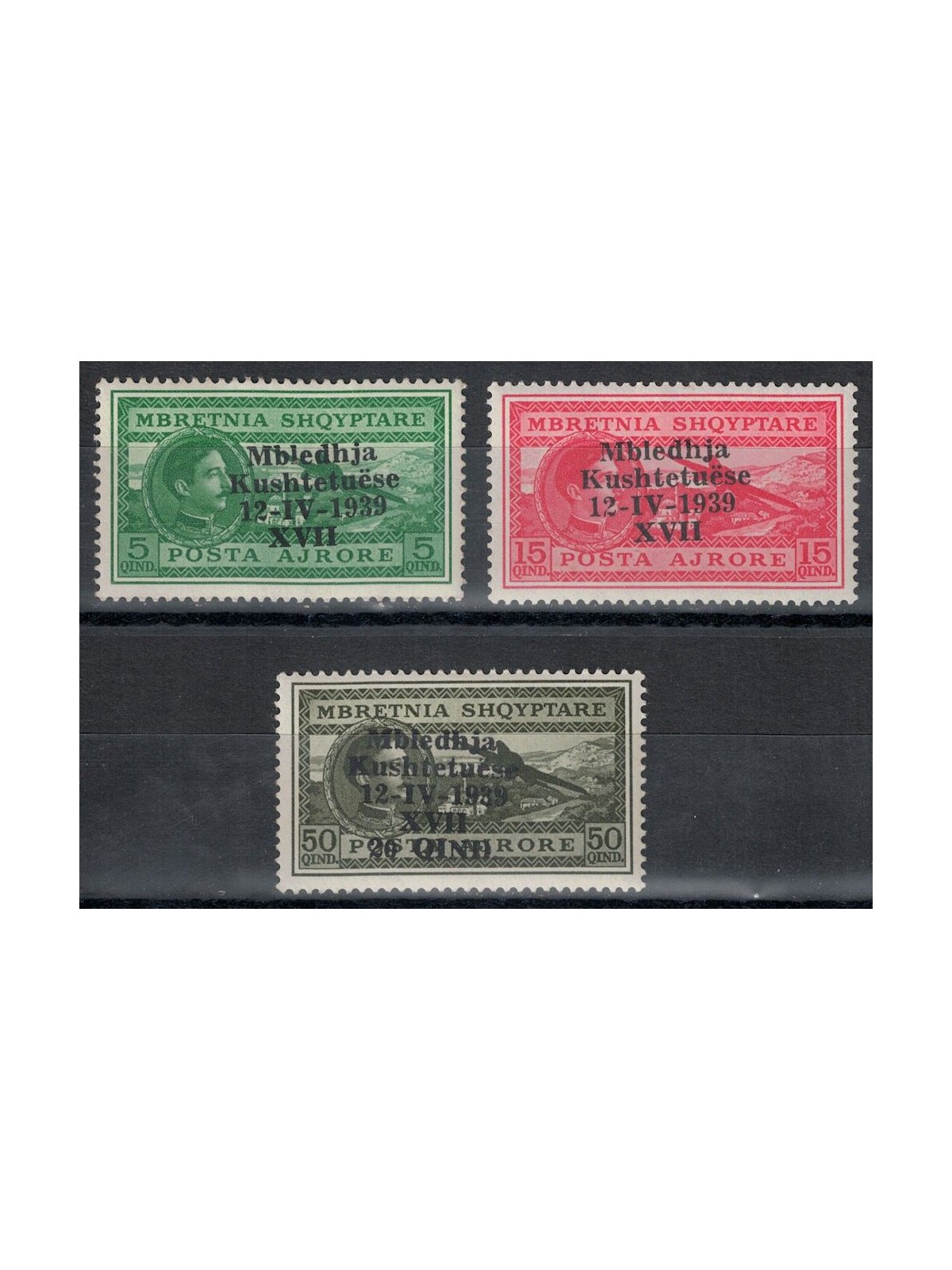 ALBANIA (OCC. ITALIANA) 1939 Assemblea Costituente, posta aerea 3v MH*