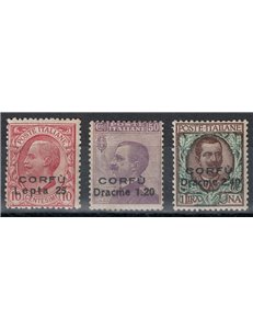 CORFU' (OCC. ITALIANA) 1923 Soprastampati in moneta greca 3v MH*
