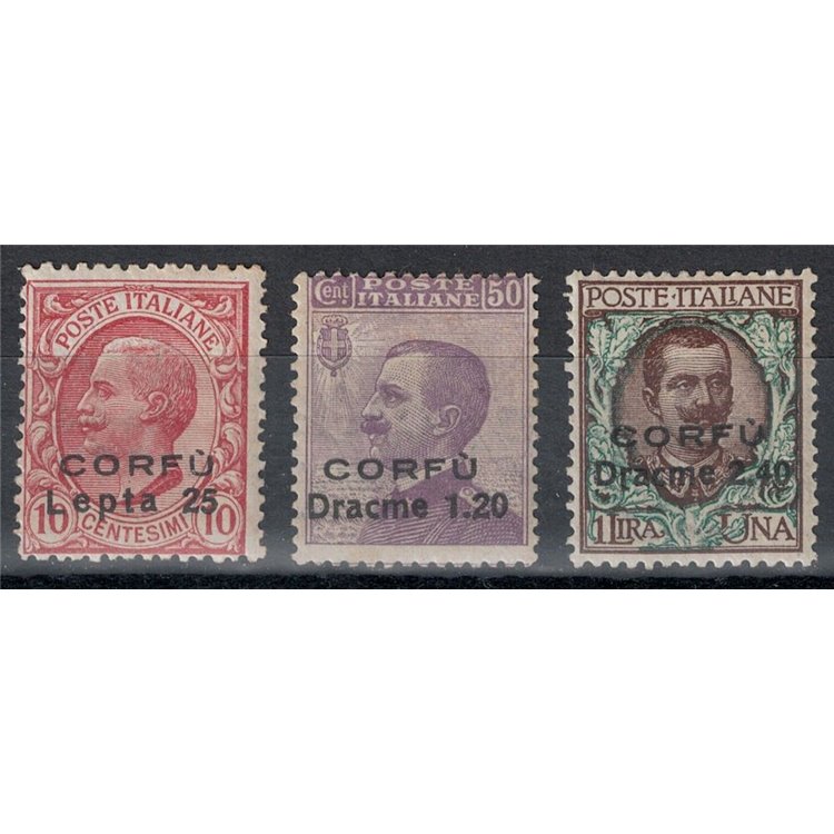 CORFU' (ITALIAN OCCUPATION) 1923 Overprinted in Greek currency 3v MH*
