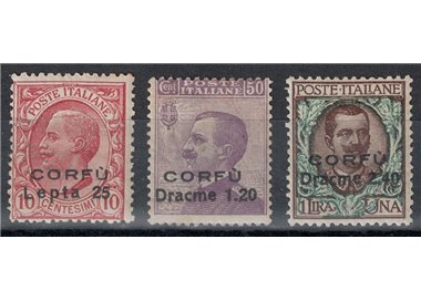 CORFU' (ITALIAN OCCUPATION) 1923 Overprinted in Greek currency 3v MH*