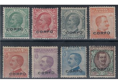 CORFU' (ITALIAN OCCUPATION) 1923 Ordinary series overprinted 8v MH*