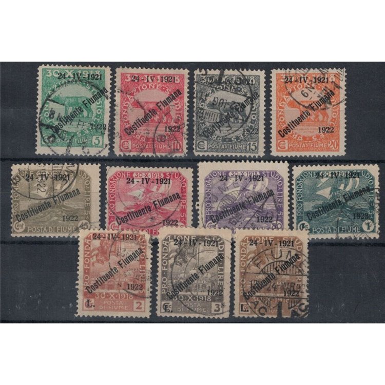 FIUME 1922 Pro Fondazione Studio overprinted 11v us