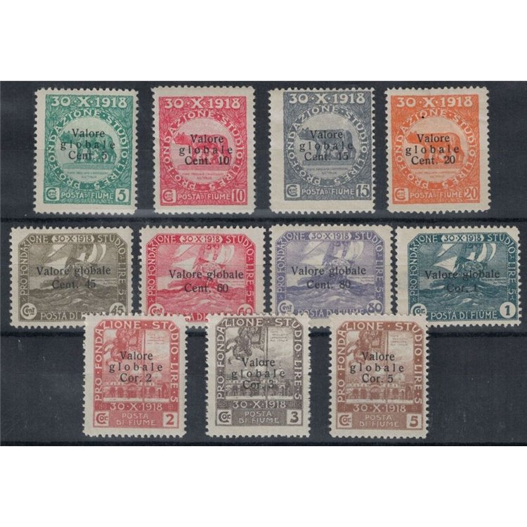 FIUME 1919 Pro Fondazione Studio soprastampati 11v MH*