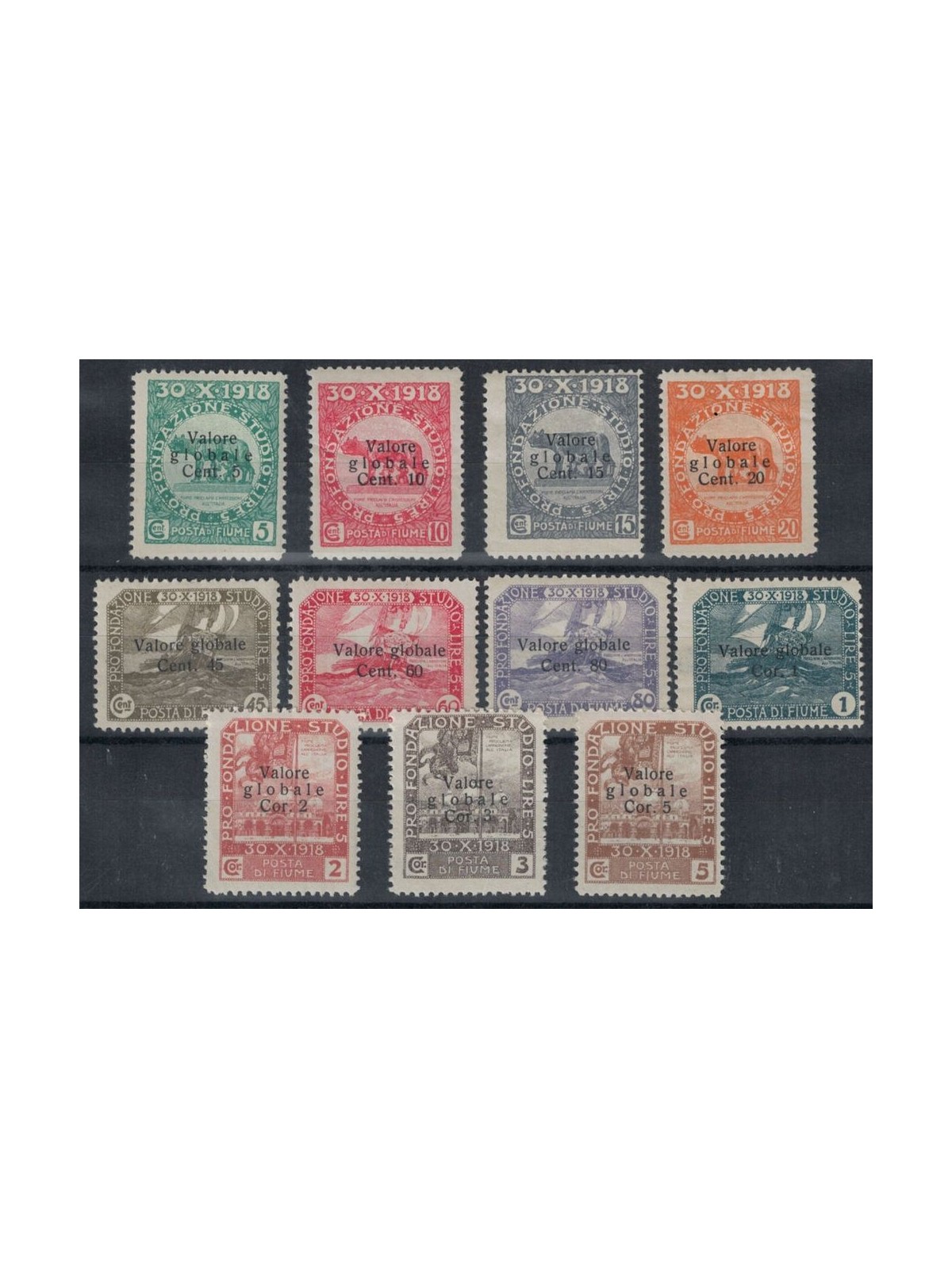 FIUME 1919 Pro Fondazione Studio soprastampati 11v MH*