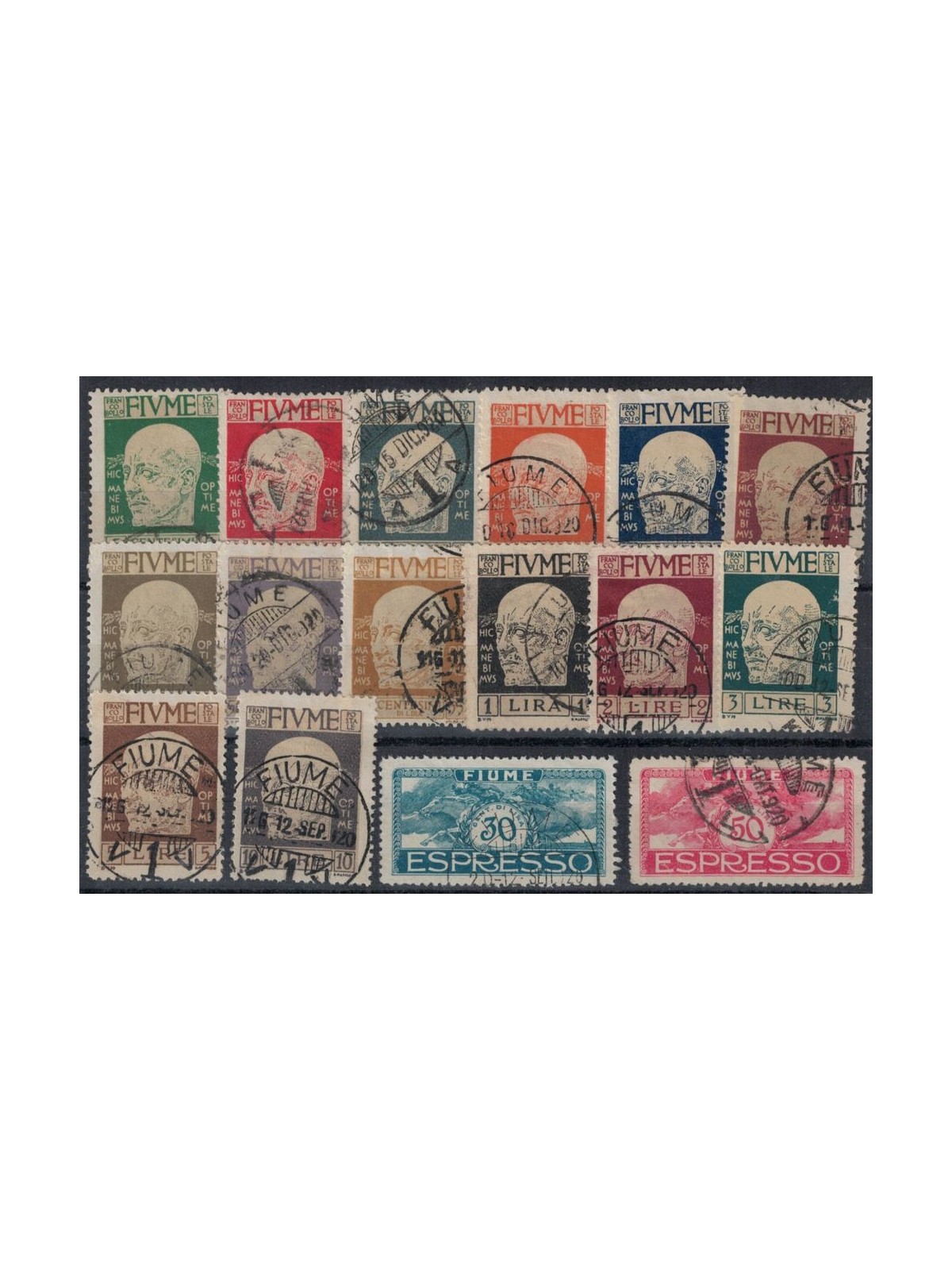 FIUME 1920 Effigie di Gabriele D'Annunzio 16v us