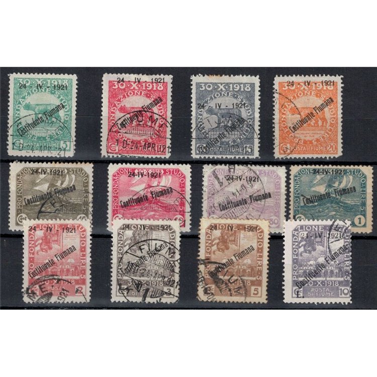 FIUME 1921 Pro foundation study overprints ‘Costituente Fiumana’ 12v us