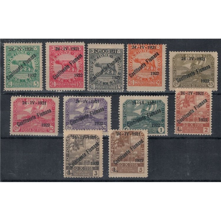 FIUME 1922 Pro Fondazione Studio soprastampati 11v MH*