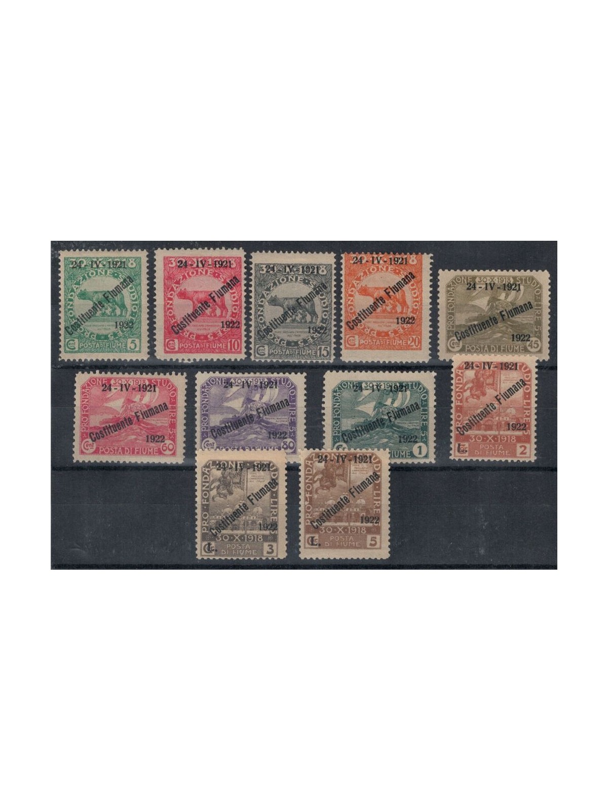 FIUME 1922 Pro Foundation Studio overprints 11v MH*