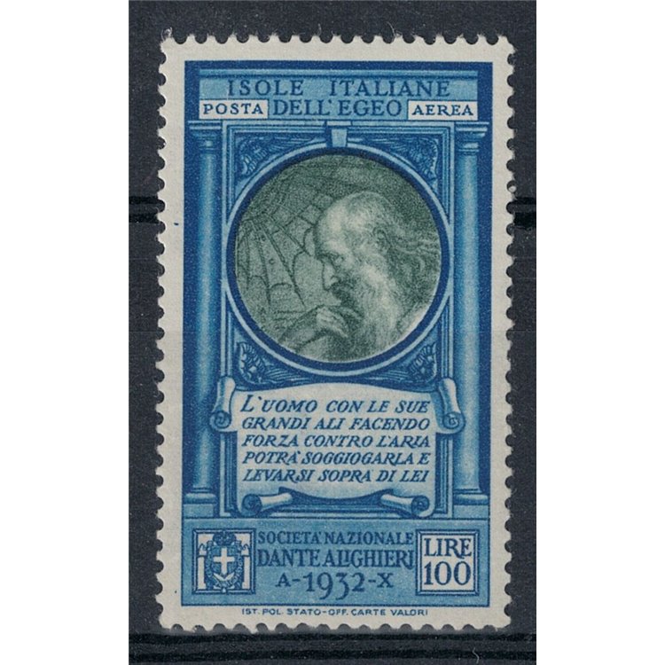 AEGEAN 1932 Dante Alighieri (airmail) MH*