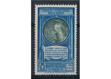 AEGEAN 1932 Dante Alighieri (airmail) MH*