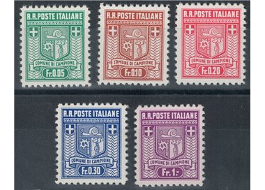 CAMPIONE 1944 Coat of arms of the municipality 5v MNH**