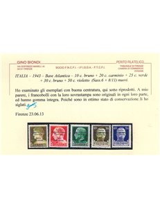 BASE ATLANTICA 1943 Italia Repubblicana Fascista (5 righe) 5v MNH** ©