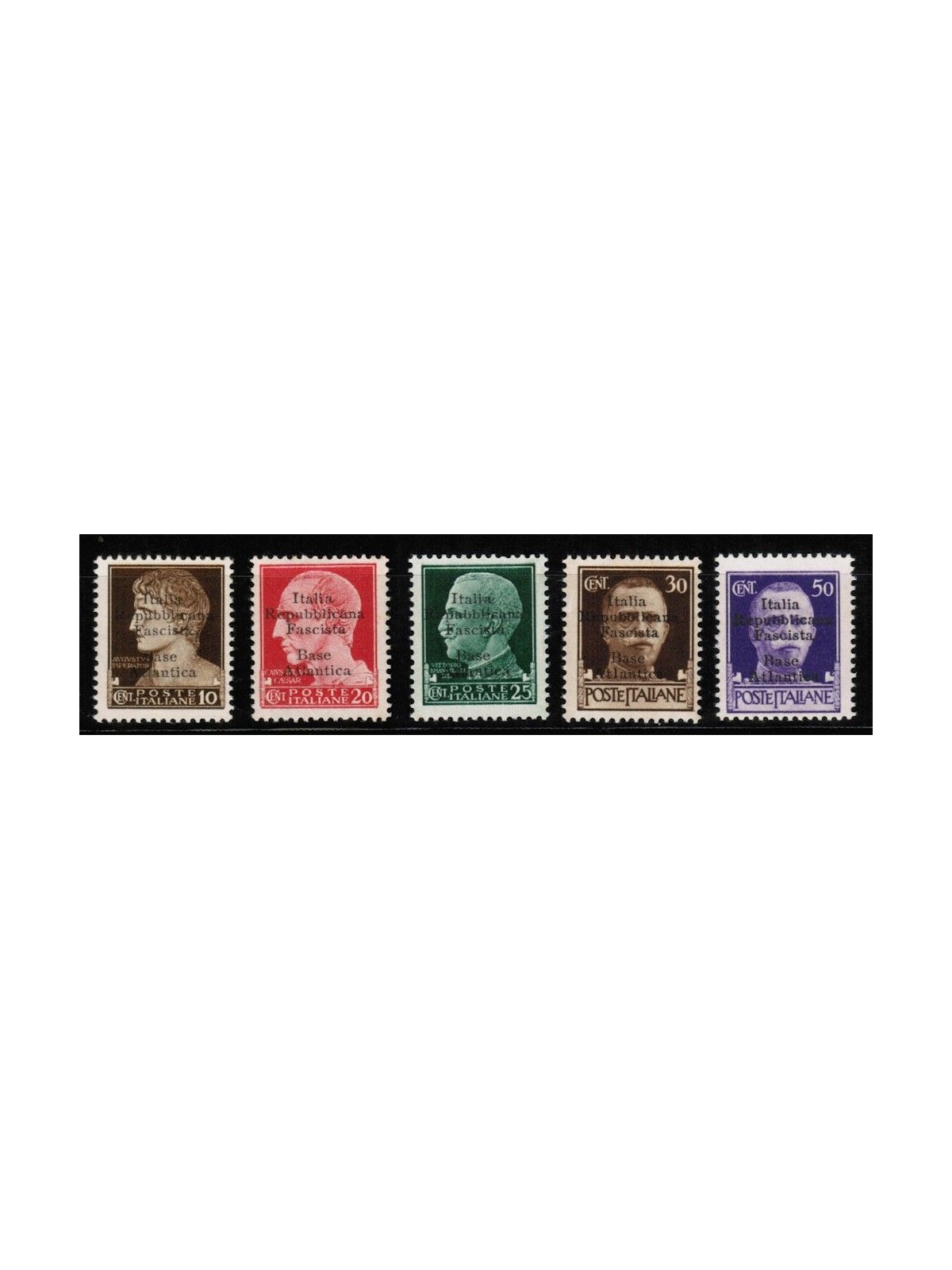 BASE ATLANTICA 1943 Italia Repubblicana Fascista (5 righe) 5v MH*