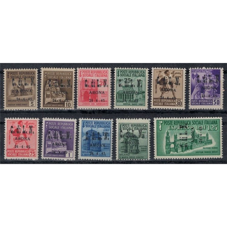 ARONA 1945 Monumenti distrutti sovrastampati 11v MNH** ©
